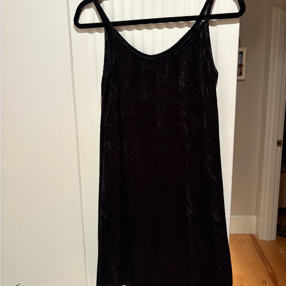 Elegant Black Velvet Dress with Trim